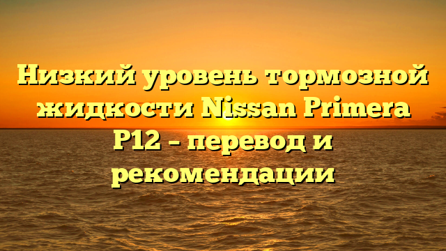 Низкий уровень тормозной жидкости Nissan Primera P12 – перевод и рекомендации