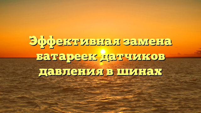 Эффективная замена батареек датчиков давления в шинах