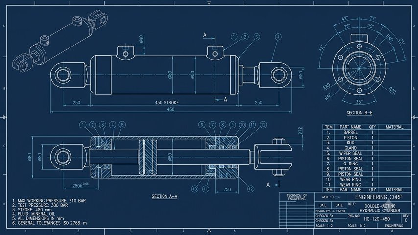 Как описать гидроцилиндр для изготовления или замены